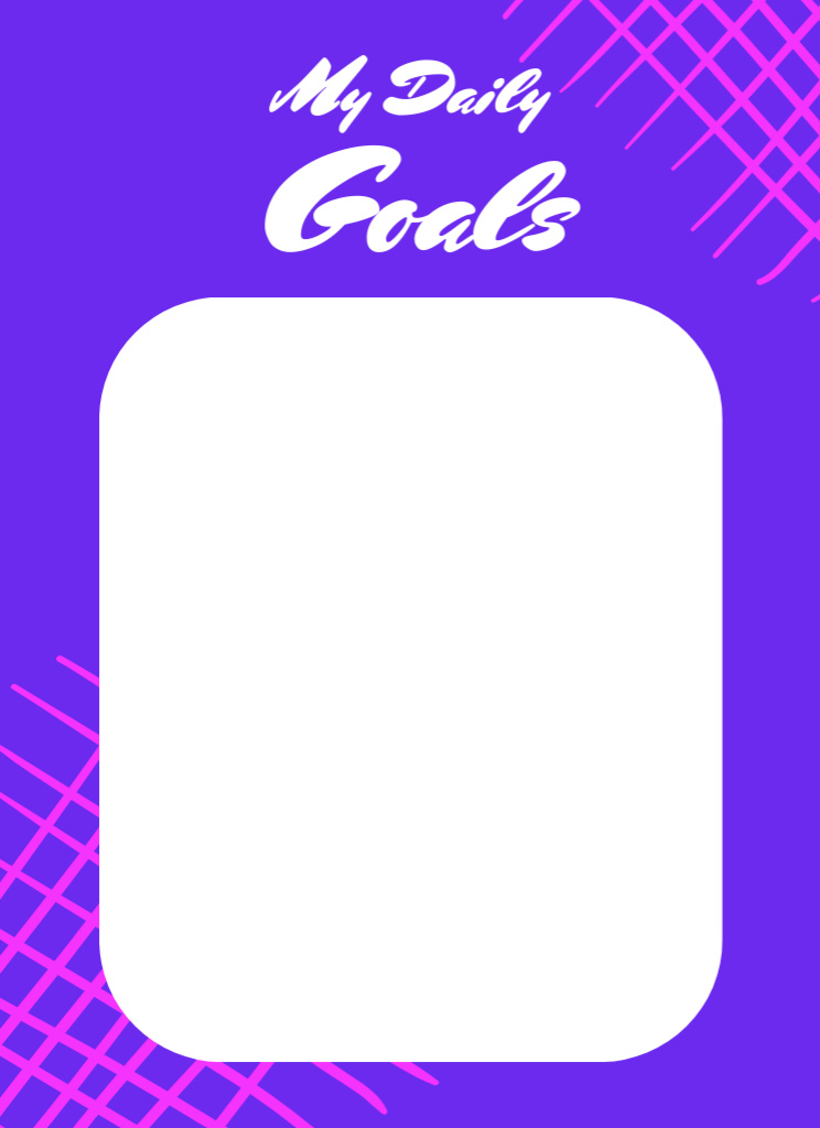 Daily Goals List in Bright Purple Notepad 4x5.5in Tasarım Şablonu
