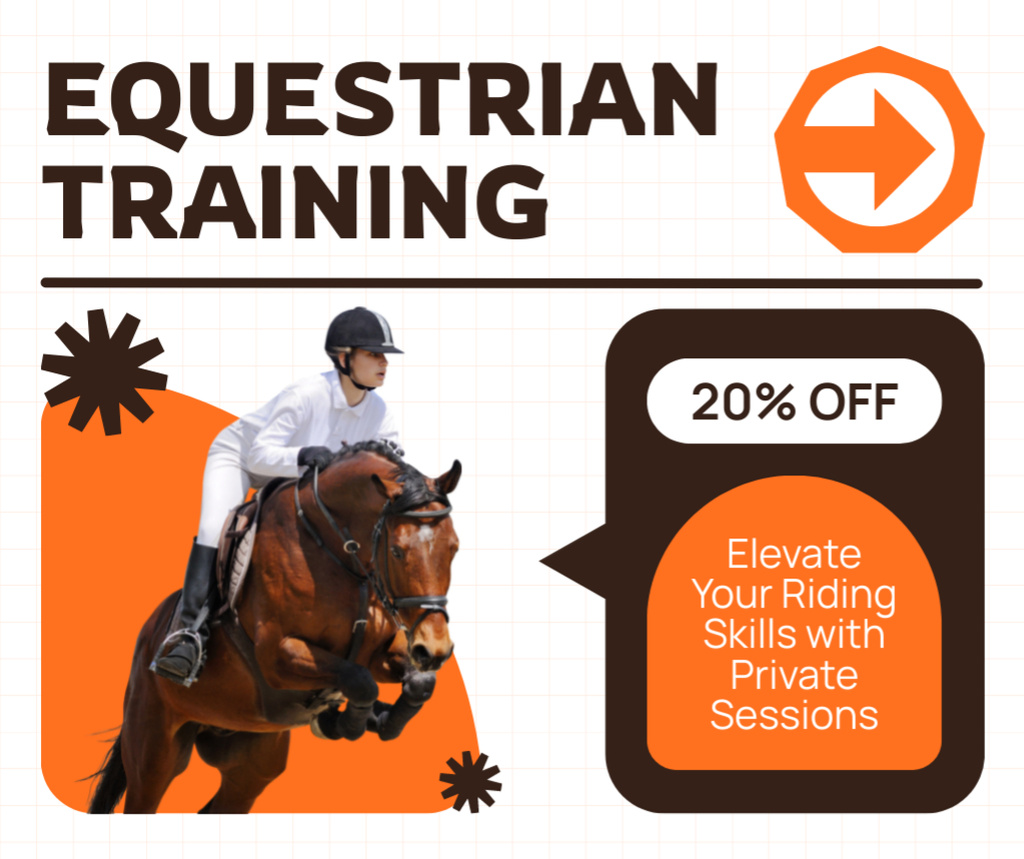 Ontwerpsjabloon van Facebook van Equestrian Training With Private Session At Discounted Rates