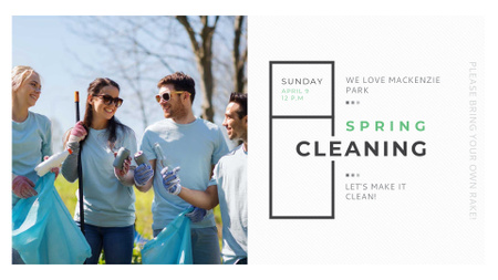 Ecological Event Volunteers Collecting Garbage FB event cover Design Template