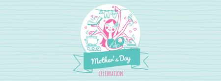 Mother's Day Greeting with Multitasking Mother Facebook cover Design Template