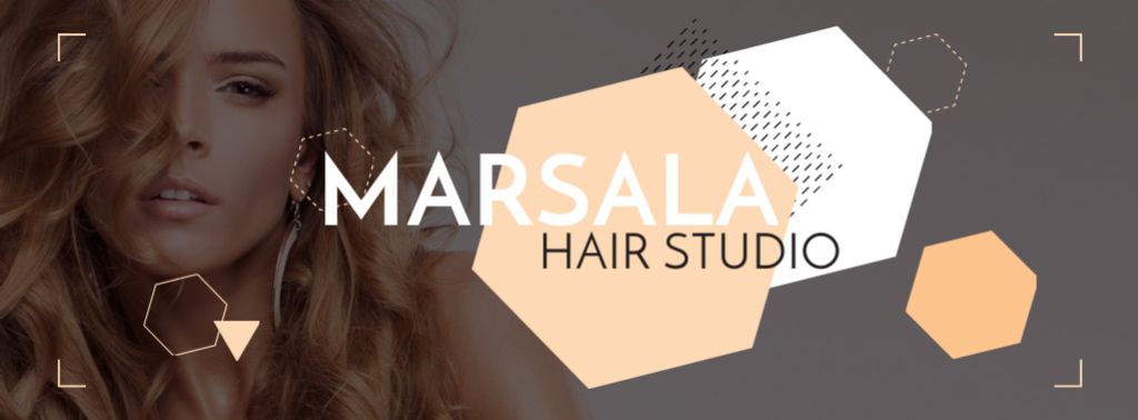 Designvorlage Hair studio Offer with Girl in earrings für Facebook cover