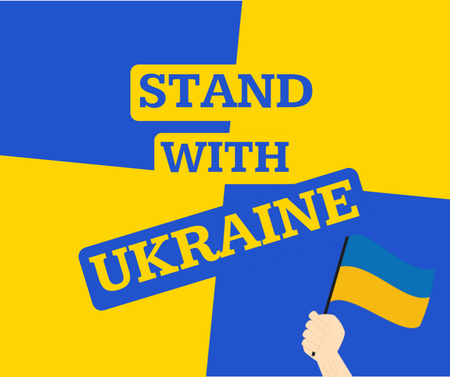 Ontwerpsjabloon van Facebook van Stand with Ukraine Phrase with Ukrainian Flag