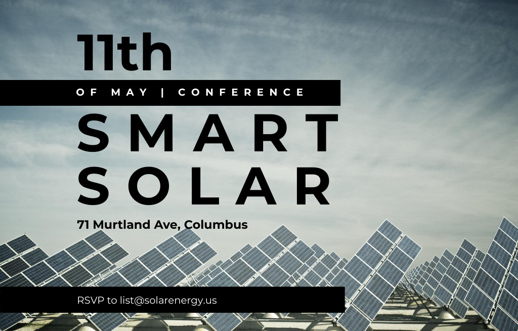 Ecology Conference Event with Solar Panels In Rows Invitation 4.6x7.2in Horizontal Design Template