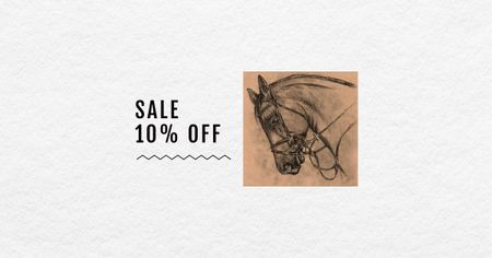Template di design Charcoal Drawing of Horse Facebook AD