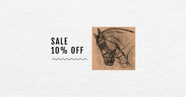 Charcoal Drawing of Horse Facebook AD Modelo de Design