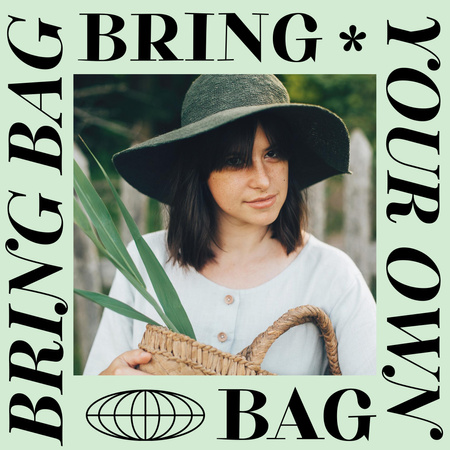 Girl holding Eco Bag Instagram Tasarım Şablonu