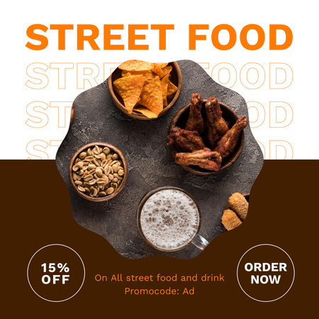 Discount for All Street Food and Drink Instagram tervezősablon