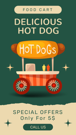 Tarjous herkullisista hot dogeista Instagram Story Design Template