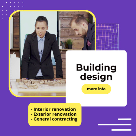 Plantilla de diseño de Servicios de Equipo Profesional de Construcción y Arquitectura Animated Post 