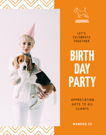 Birthday Party Announcement with Couple and Dog Poster 22x28in Design Template