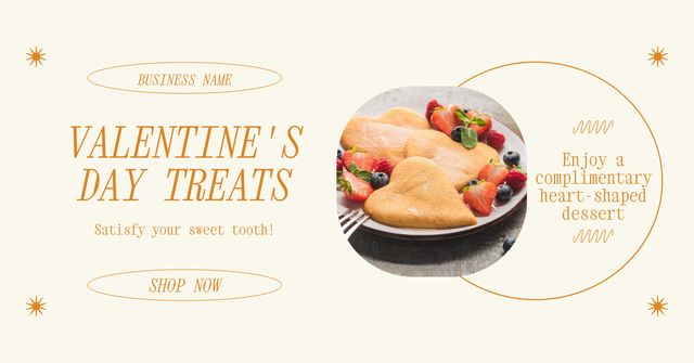 Valentine's Day Treats And Cookies With Berries Offer Facebook AD Design Template