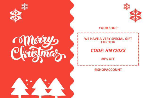 Designvorlage Festive Christmas Congrats with Gift Promo Code für Thank You Card 5.5x8.5in