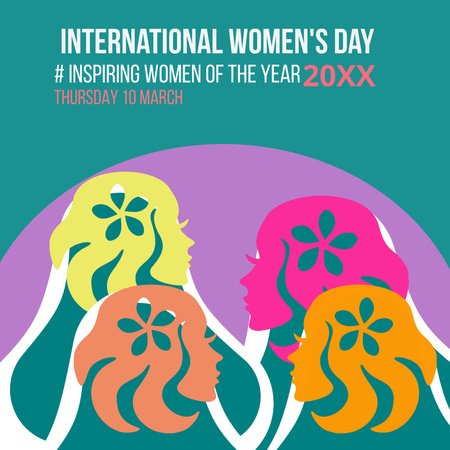 Värikkäät onnittelut kansainvälisen naistenpäivän johdosta Instagram Design Template