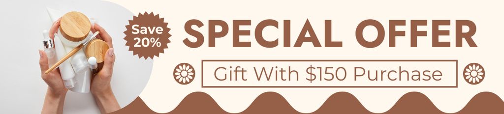 Special Offer with Skincare Products in Hands Ebay Store Billboard Šablona návrhu