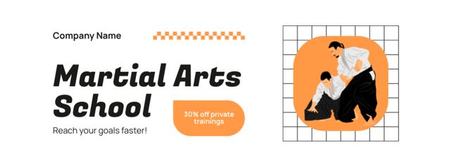 Martial Arts School with Illustration of Fighters in Uniform Facebook cover Design Template