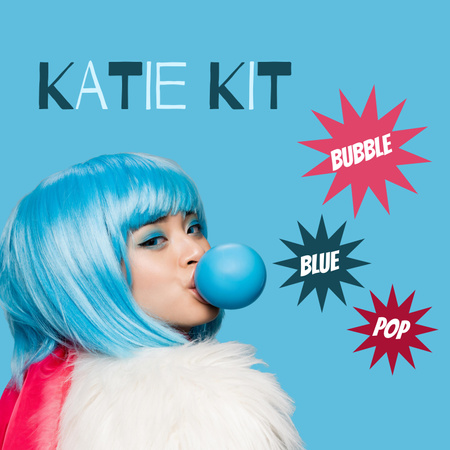 Bright Girl with Blue Bubblegum Album Cover Tasarım Şablonu