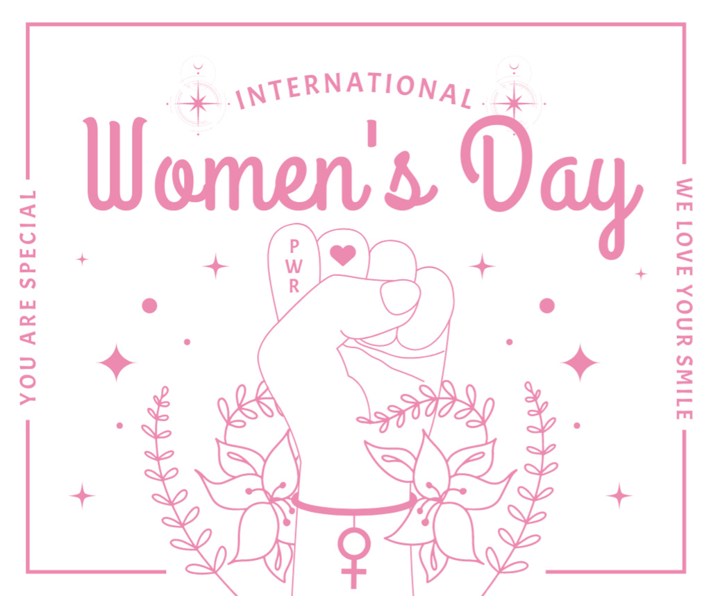 Women's Day with Illustration of Female Fist Facebook Design Template