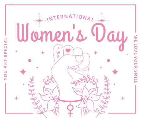 Ontwerpsjabloon van Facebook van Women's Day with Illustration of Female Fist