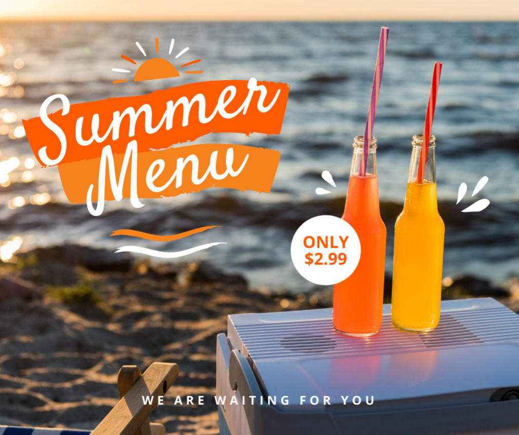 Summer Drinks on the Beach Facebookデザインテンプレート