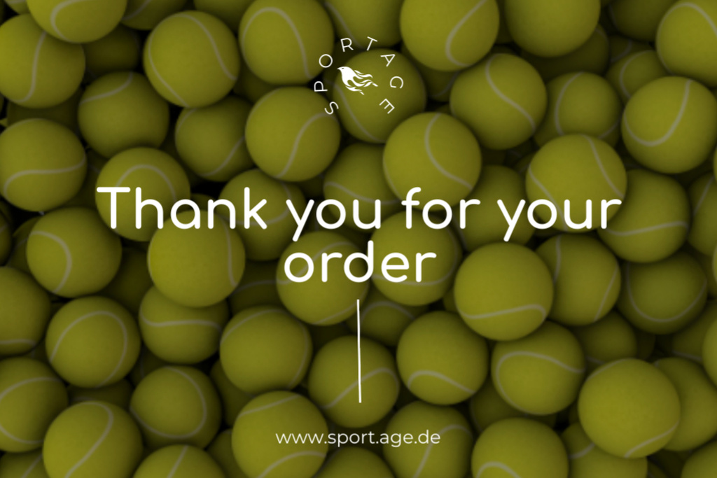 Designvorlage Thank You with Lots of Light Green Tennis Balls für Postcard 4x6in