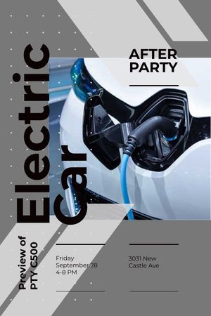 Plantilla de diseño de Invitación a la fiesta después de cargar el auto eléctrico Tumblr 