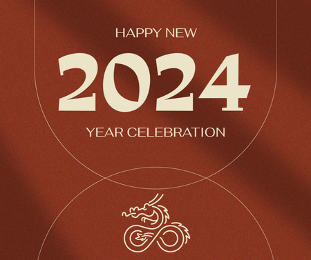 New Year Greeting with Dragon Facebook Design Template