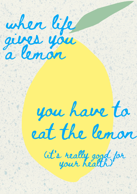 Wise Inspirational Quote with Lemon Poster Tasarım Şablonu
