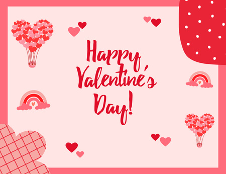 Modèle de visuel Joyeuse Saint-Valentin avec des coeurs et des arcs-en-ciel mignons - Thank You Card 5.5x4in Horizontal