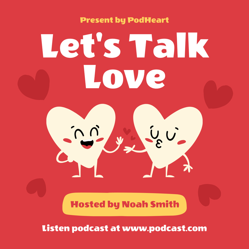 Plantilla de diseño de New Show Episode with Talking Hearts Podcast Cover 