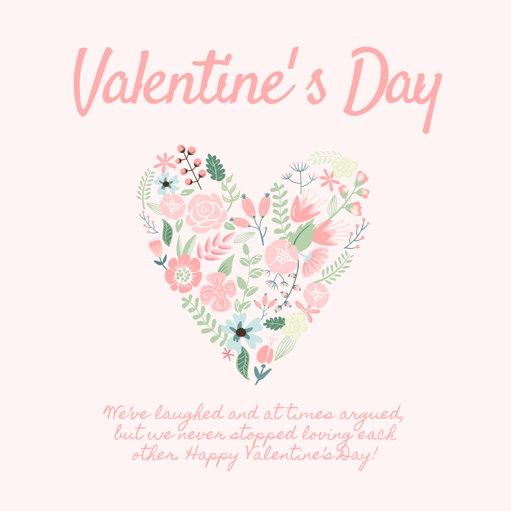 Valentine's Day Greeting with Cute Heart Instagram Design Template