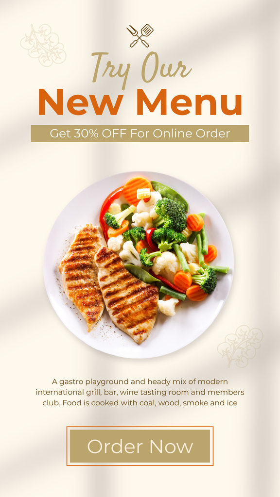 New Menu Offer with Vegetables Instagram Story Design Template