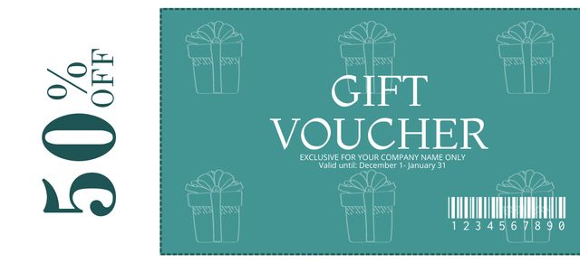 Gift Voucher Discount in Green Coupon 3.75x8.25in – шаблон для дизайну