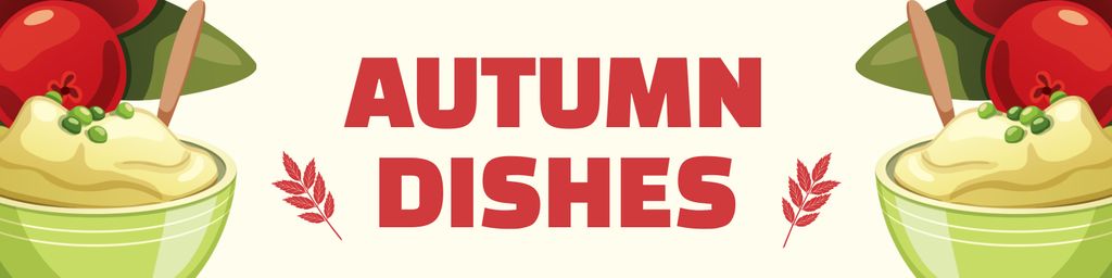 Ontwerpsjabloon van Twitter van Autumn Dish In Bowl Offer With Illustration