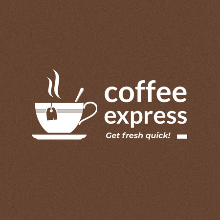 Illustration of Cup with Hot Coffee for Cafe Ad Logo 1080x1080pxデザインテンプレート