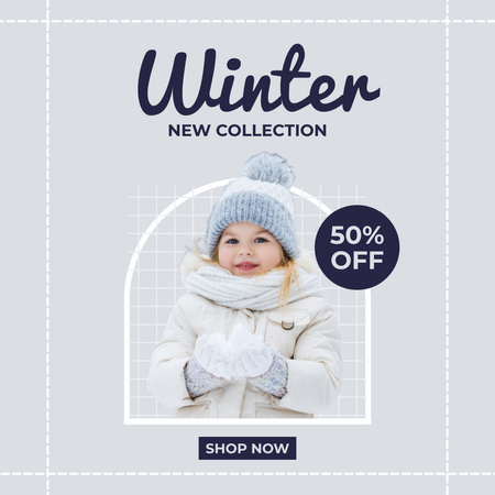 Little Girl in Winter Clothes for Store Promotion Instagram tervezősablon