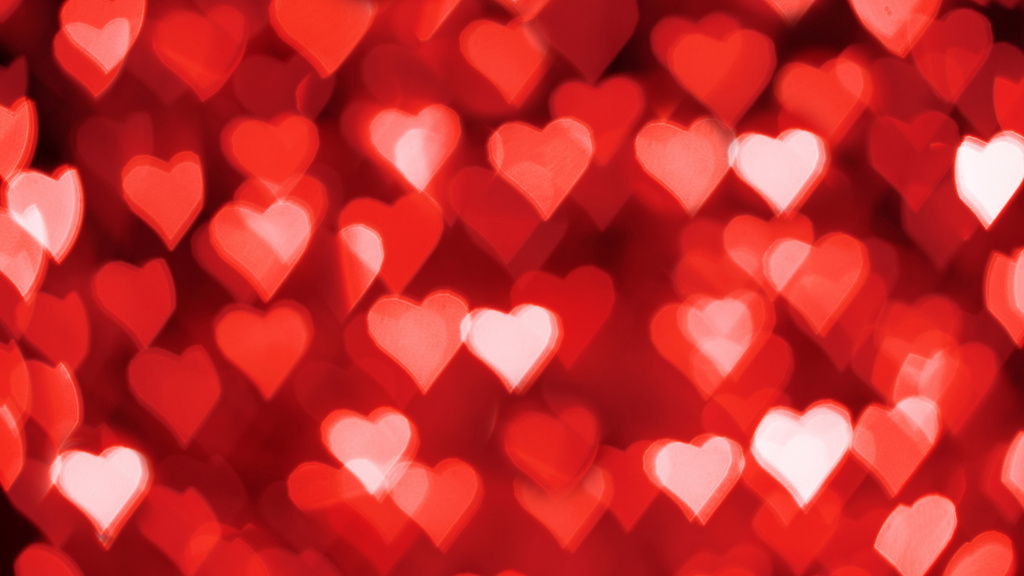 Bright Glowing Hearts on Valentine's Day Zoom Background Design Template