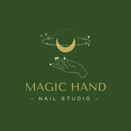Elegant Manicure Services Ad on Green Logo 1080x1080px Design Template