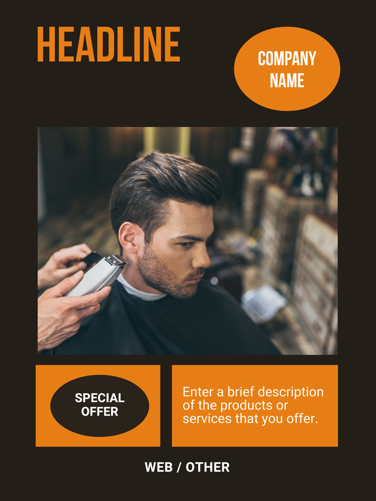 Special Offer on Men's Fashionable Haircuts Poster US Design Template
