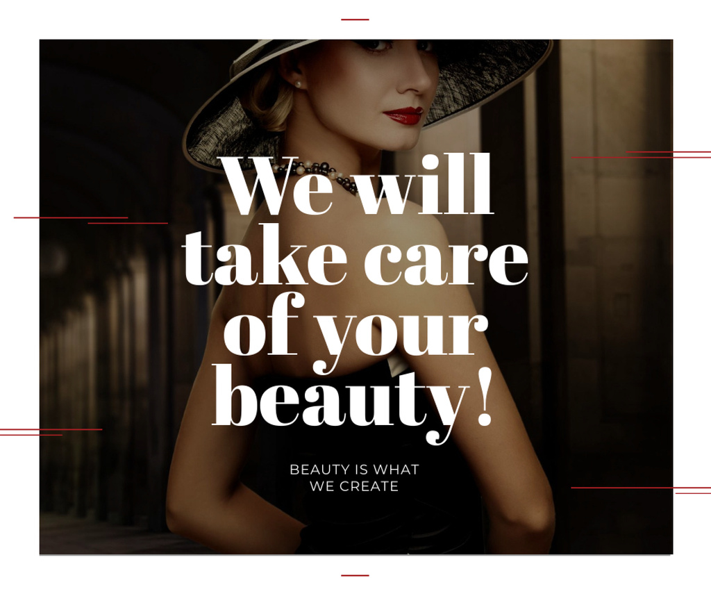 Beauty Services Ad with Fashionable Woman Facebook Πρότυπο σχεδίασης