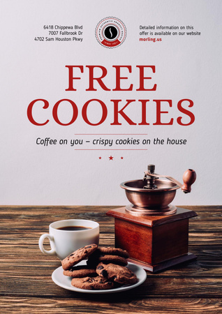 Coffee Shop Promotion with Coffee and Cookies Poster Modelo de Design