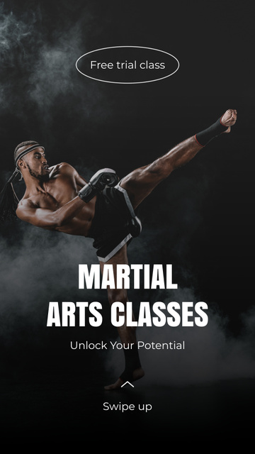 Martial Arts Classes Free Trial Promo Instagram Video Story Design Template