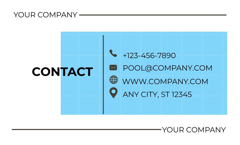 Private and Public Pools Care Business Card 91x55mm – шаблон для дизайну