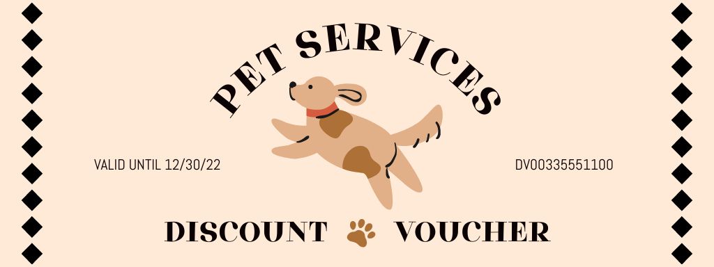 Pet Services Discount Voucher WIth Happy Dog Coupon Design Template