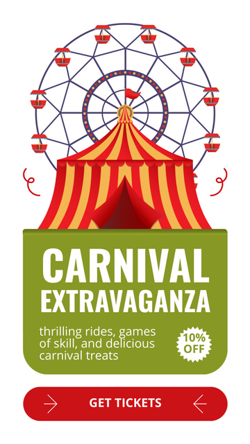 Designvorlage Endless Enjoyment At Carnival With Discounted Pass für Instagram Story
