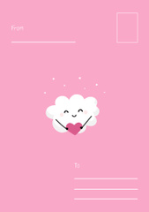 Valentine's Greeting with Cute Clouds Holding Hearts