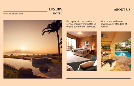 Luxury Hotel Ad Flyer 5.5x8.5in Horizontal Design Template