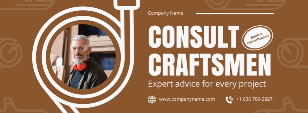 Expert Carpentry and Woodworking Consultation Services Facebook cover – шаблон для дизайну