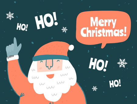 Platilla de diseño Christmas Cheers with Joyful Santa Ho Ho Ho Postcard 4.2x5.5in