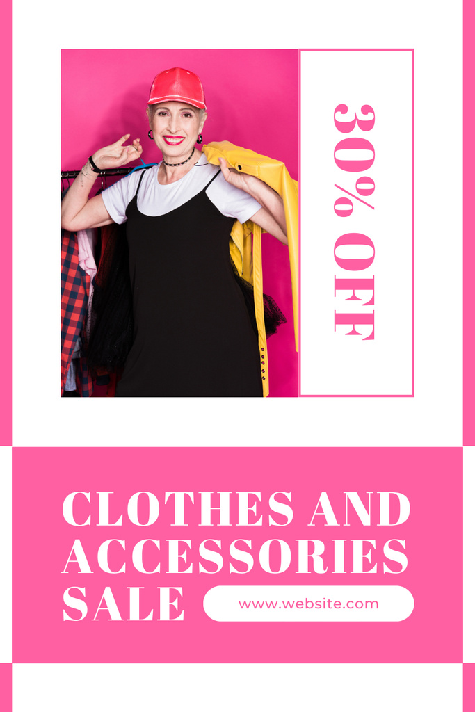 Platilla de diseño Fashionable Clothes And Accessories With Discount Pinterest