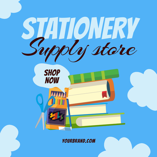 Ad of Stationery Supplies Store Animated Post Modelo de Design